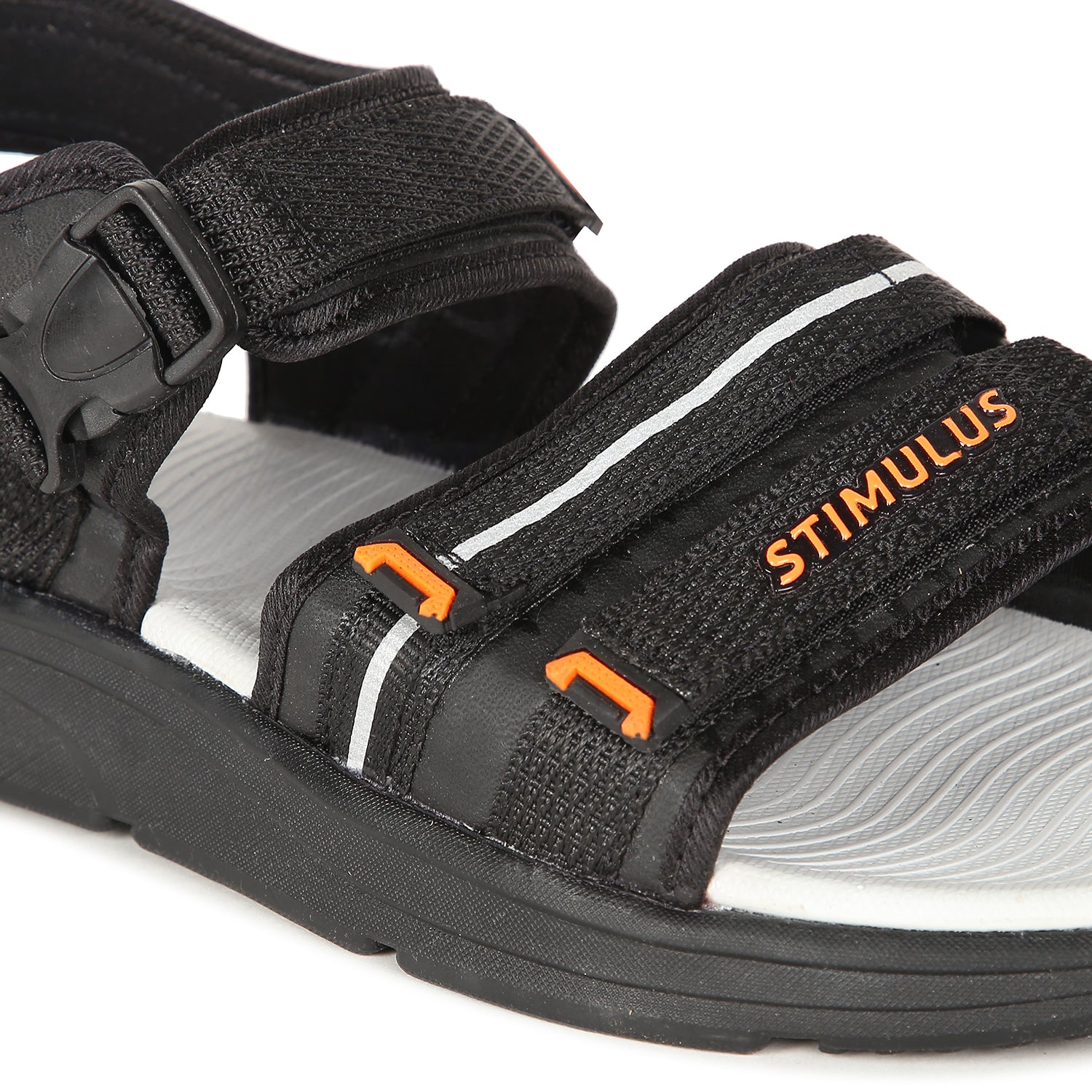 Stimulus FBSTG4004AP Black And Orange Stylish Lightweight Dailywear Sports Sandals For Men