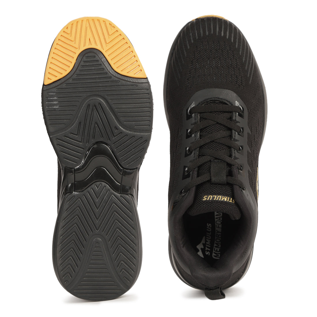 Paragon Stimulus Black and Gold Casual Running Shoes for Men