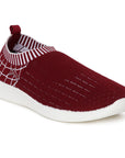 Paragon Stimulus Maroon Women's Knitted Slip-On Sneakers