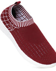 Paragon Stimulus Maroon Women's Knitted Slip-On Sneakers